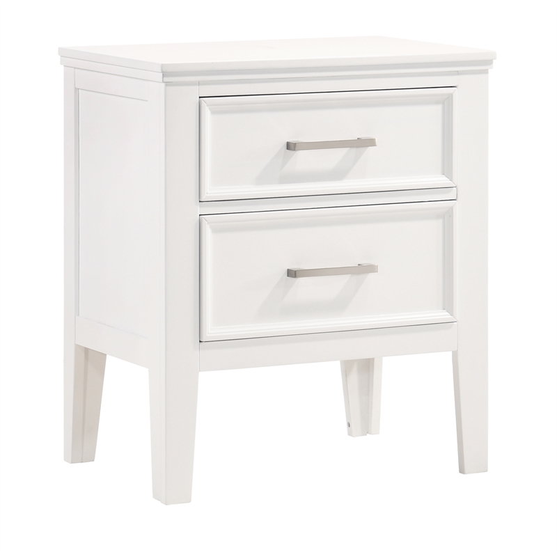 New Classic Andover 4-Piece Wood Cal King Bedroom Set with Nightstand in White