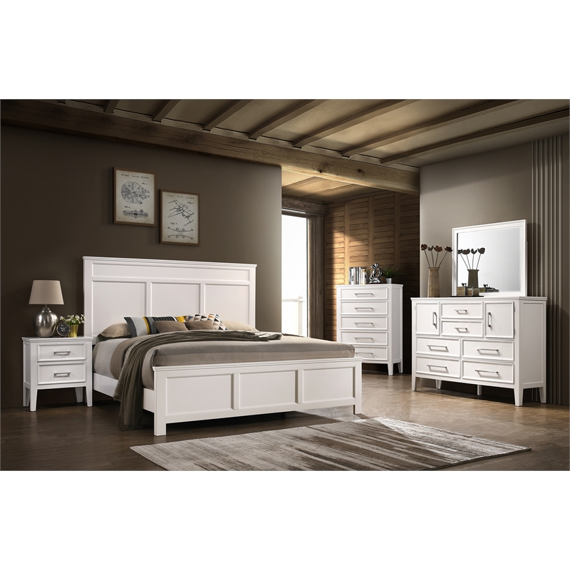 New Classic Furniture Andover 5-Piece Wood California King Bedroom Set in White