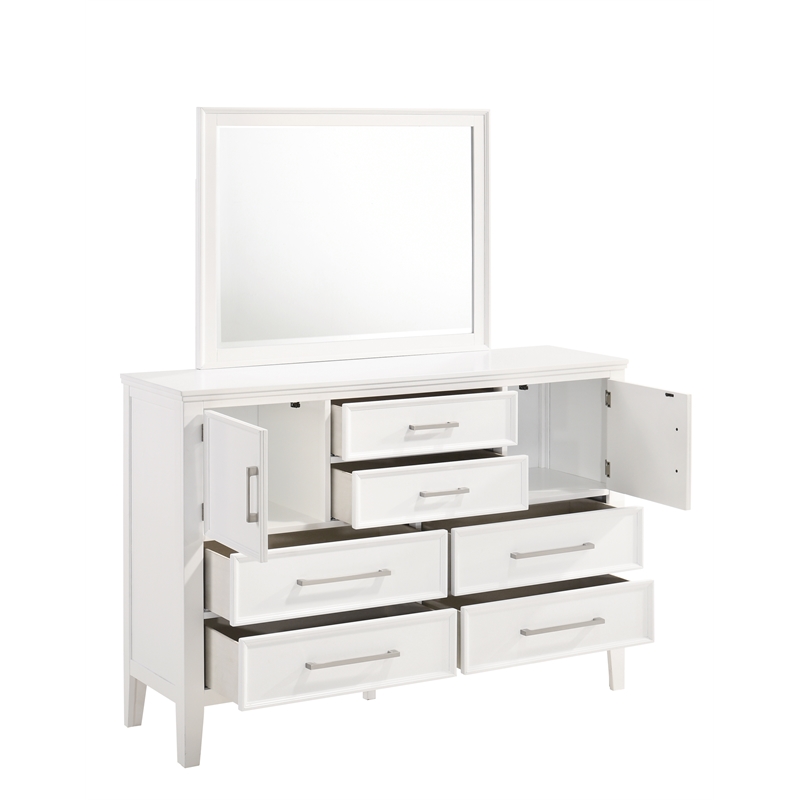 New Classic Andover 4-Piece Wood Queen Bedroom Set with Nightstand in White