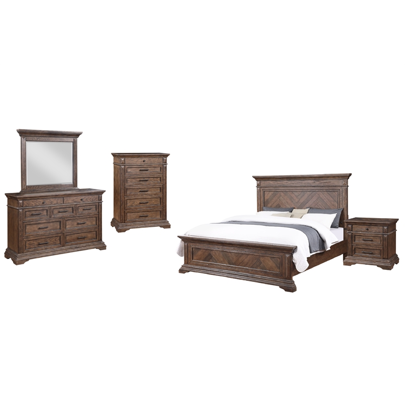 New Classic Mar Vista 5-Piece Wood California King Bedroom Set in Walnut