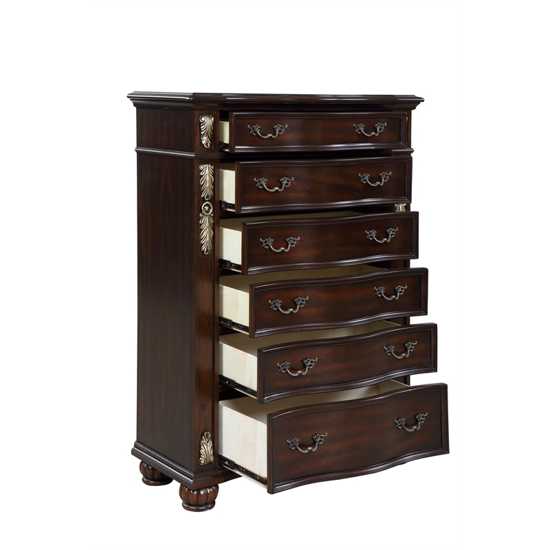 New Classic Maximus 4-PC Wood King Bedroom Set with Chest in Madeira Brown