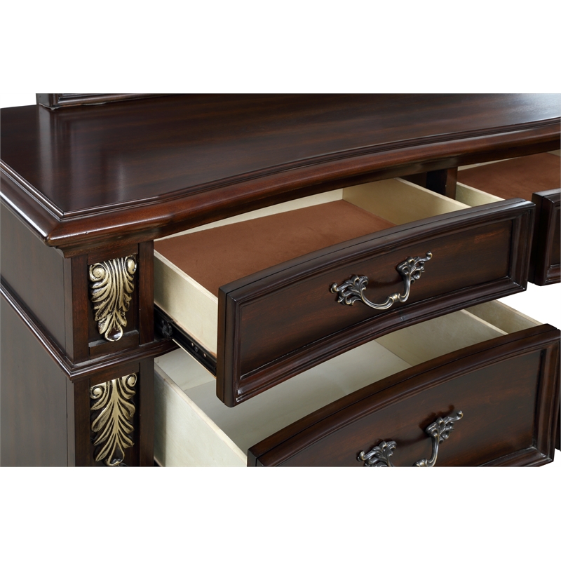 New Classic Maximus 4-PC Wood King Bedroom Set with Chest in Madeira Brown