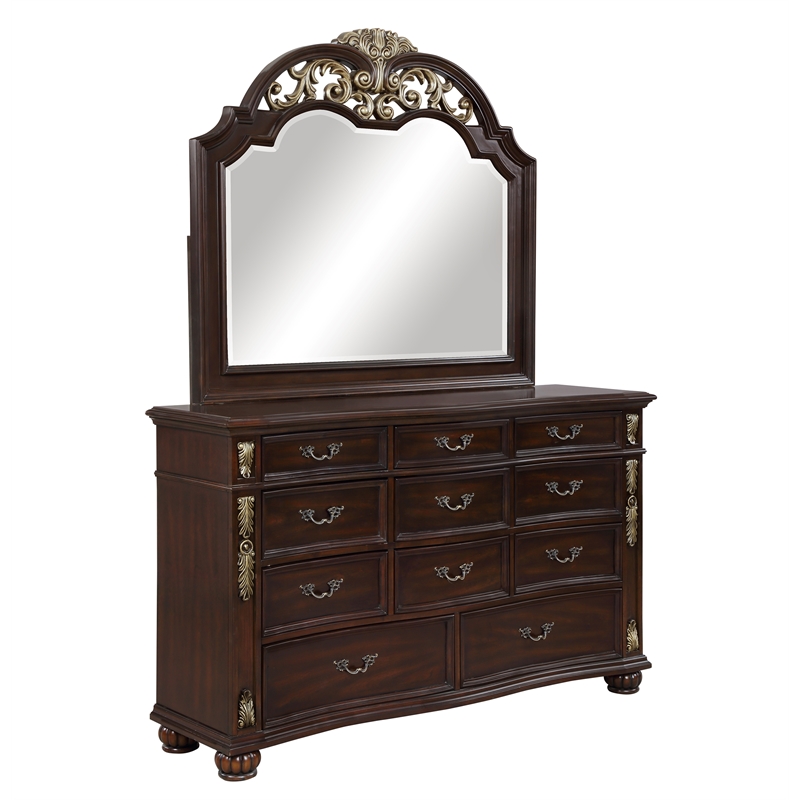 New Classic Maximus 4-PC Wood King Bedroom Set with Chest in Madeira Brown