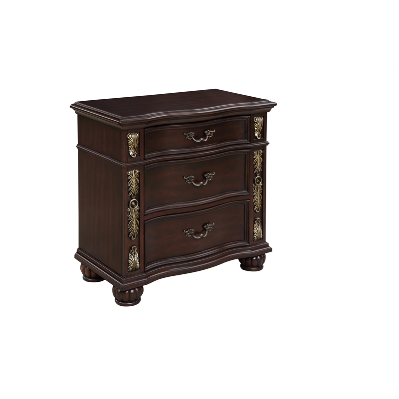 New Classic Maximus 4-PC Wood King Bedroom Set with Nightstand in Madeira Brown