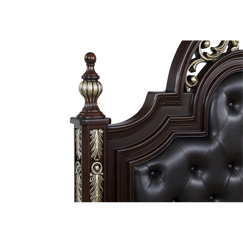 New Classic Maximus 4-PC Wood King Bedroom Set with Nightstand in Madeira Brown