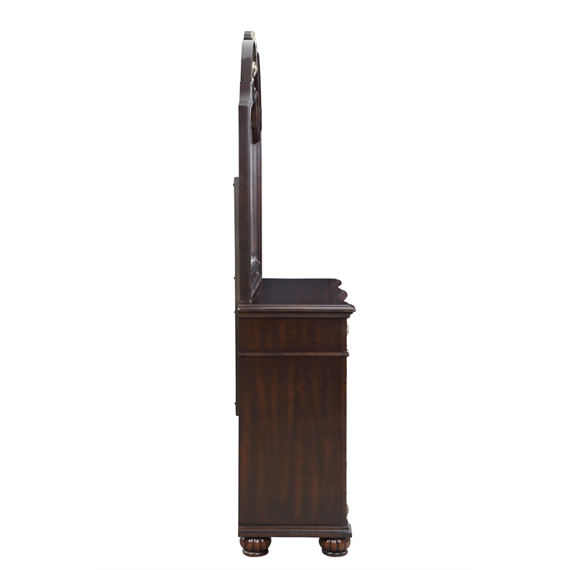 New Classic Maximus 4-PC Wood King Bedroom Set with Nightstand in Madeira Brown