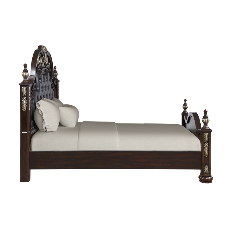 New Classic Maximus 4-PC Wood King Bedroom Set with Nightstand in Madeira Brown