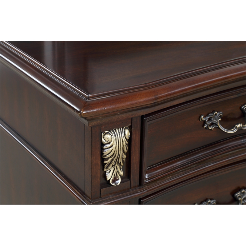 New Classic Maximus 5-PC Wood King Bedroom Set w/ 2 Nightstands in Madeira Brown