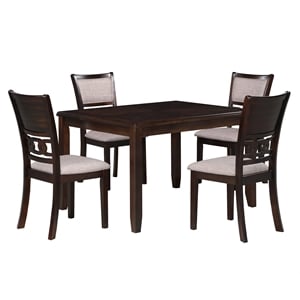 New Classic Gia 48&quot 5-Piece Rectangular Wood Dining Set with 4 Chairs in Cherry