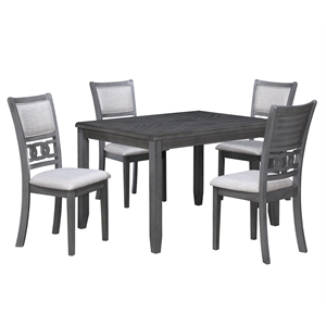 New Classic Gia 48&quot 5-Piece Rectangular Wood Dining Set with 4 Chairs in Gray