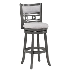 New Classic Furniture Gia 29&quot Wood & Fabric Swivel Bar Stool in Gray