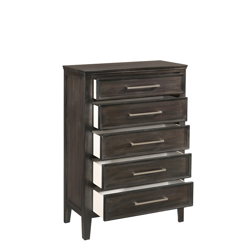 New Classic Furniture Andover 6-Piece Wood Queen Bedroom Set in Nutmeg