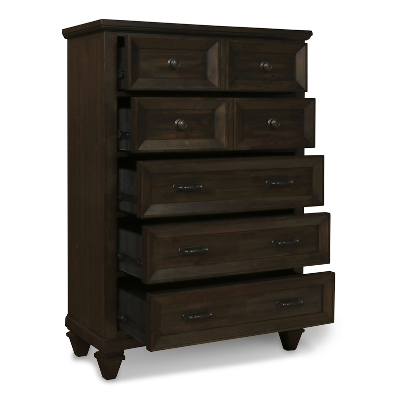 New Classic Furniture Sevilla 5-Drawer Solid Wood Chest in Walnut