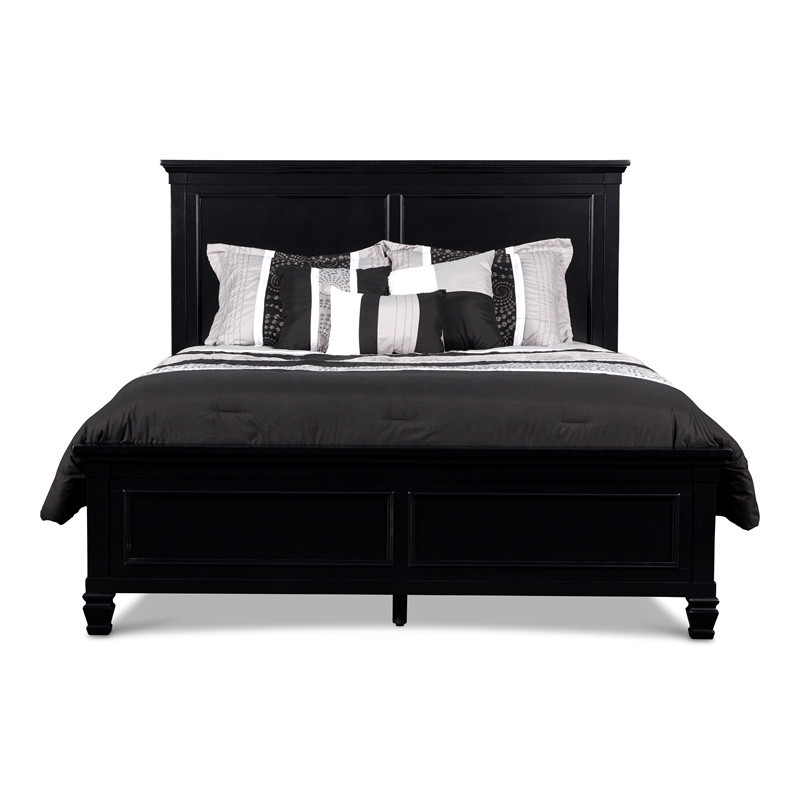 New Classic Furniture Tamarack Wood King Panel Bed in Black Finish