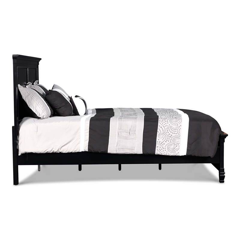 New Classic Furniture Tamarack Wood King Panel Bed in Black Finish