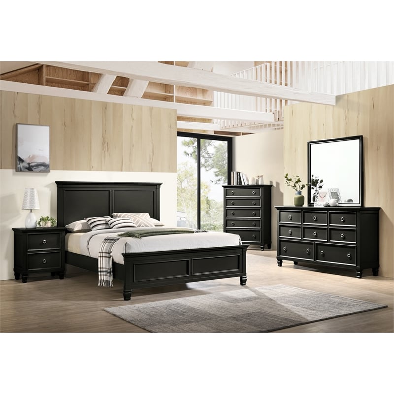 New Classic Furniture Tamarack 5-Piece Wood King Bedroom Set in Black