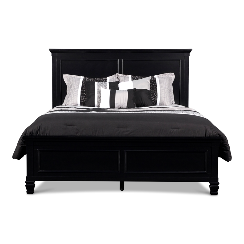 New Classic Tamarack 4-Piece Wood Queen Bedroom Set with Nightstand in Black