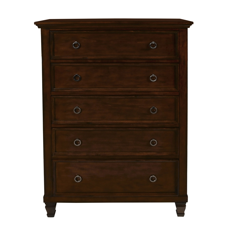 New Classic Tamarack 4-PC Wood King Bedroom Set with Chest in Brown Cherry