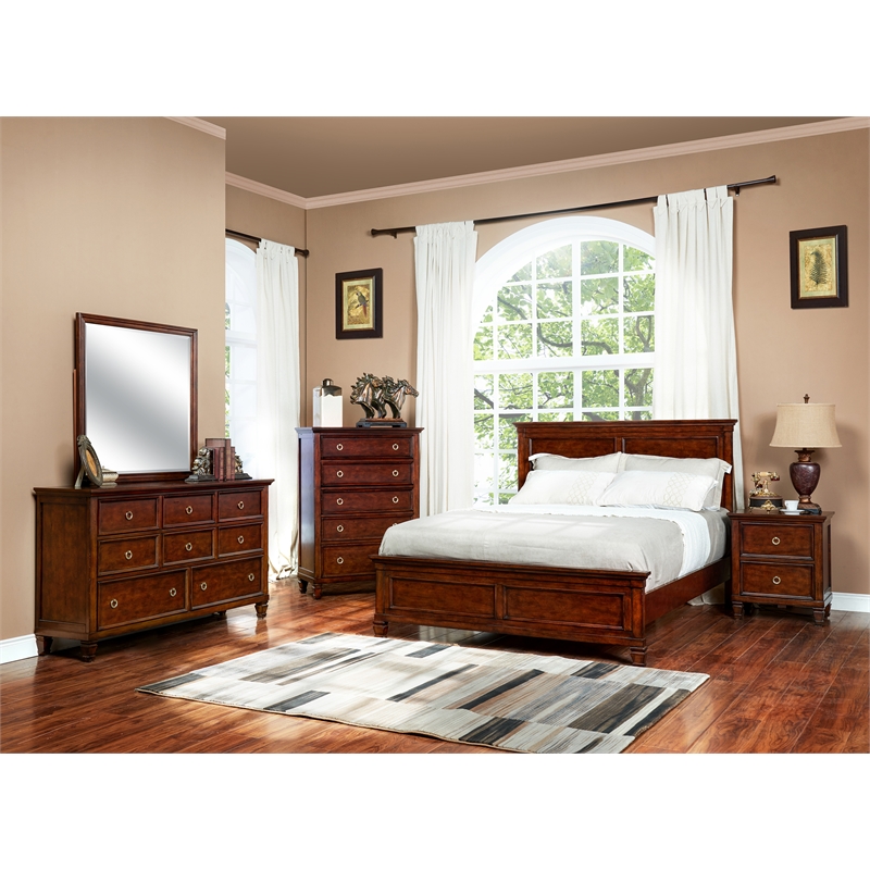 New Classic Furniture Tamarack 5-Piece Wood King Bedroom Set in Brown Cherry