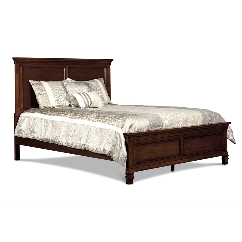 New Classic Furniture Tamarack Wood California King Panel Bed in Brown Cherry