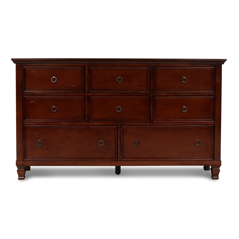New Classic Tamarack 4PC Wood Queen Bedroom Set with Nightstand in Brown Cherry