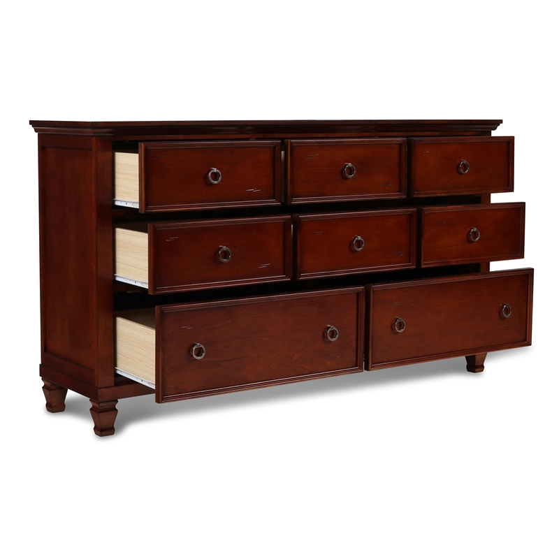 New Classic Tamarack 4PC Wood Queen Bedroom Set with Nightstand in Brown Cherry