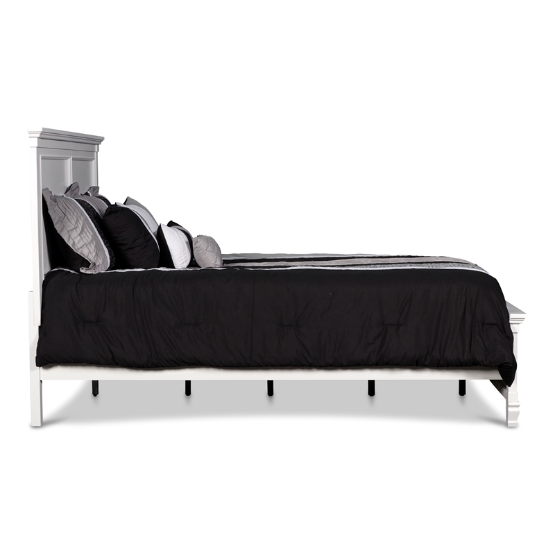 New Classic Furniture Tamarack Wood King Size Panel Bed in White