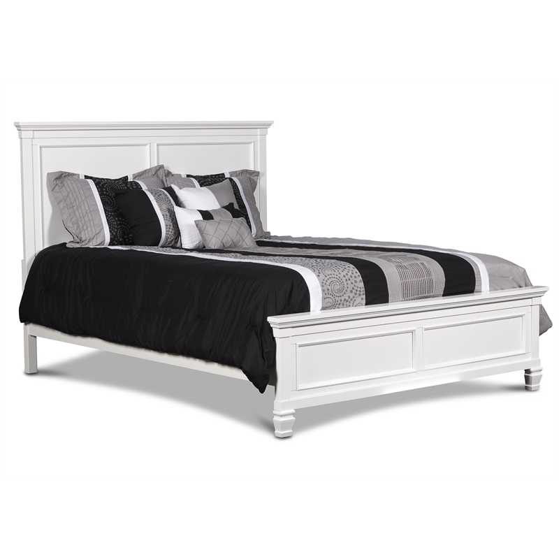 New Classic Furniture Tamarack Wood King Size Panel Bed in White
