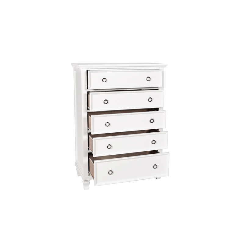 New Classic Tamarack 4-Piece Wood Cal King Bedroom Set with Chest in White