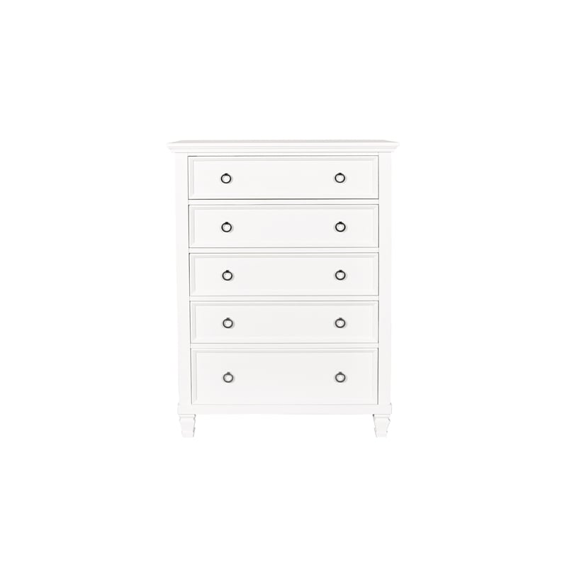 New Classic Furniture Tamarack 5-Piece Wood California King Bedroom Set in White