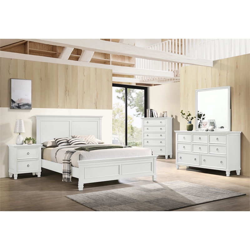 New Classic Furniture Tamarack 5-Piece Wood California King Bedroom Set in White
