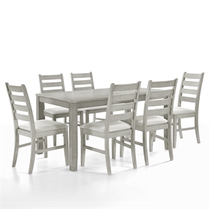 New Classic Pascal 59&quot 7-Piece Wood Dining Set with 6 Chairs in Driftwood