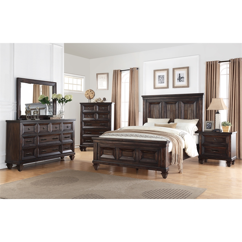 New Classic Furniture Sevilla 5-Piece Wood King Bedroom Set in Walnut