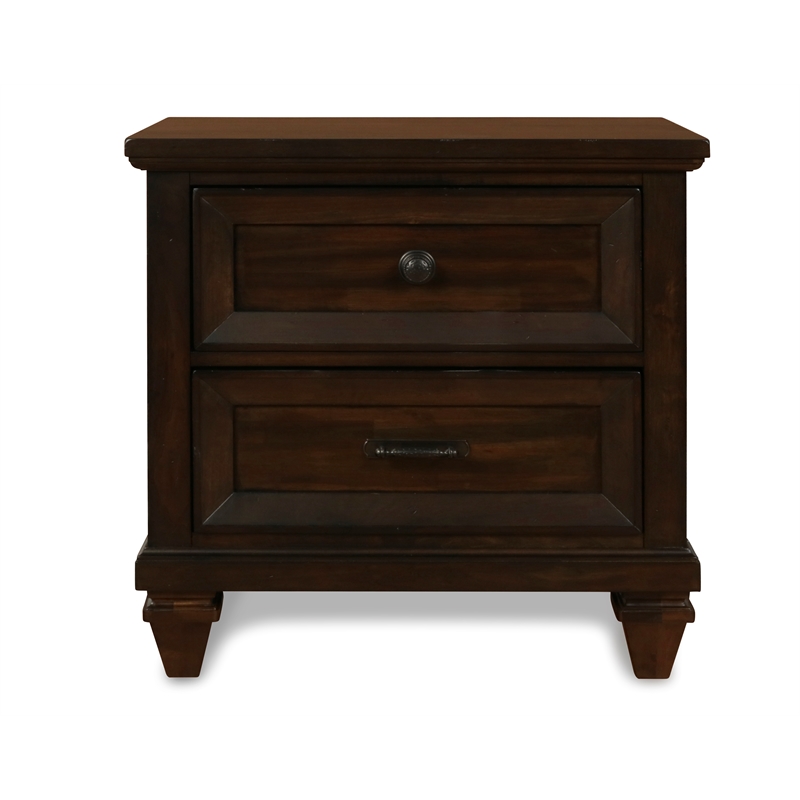 New Classic Sevilla 4-Piece Wood Cal King Bedroom Set with Nightstand in Walnut