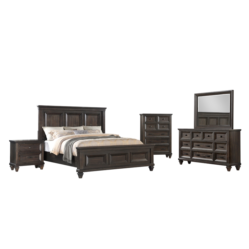 New Classic Furniture Sevilla 5-Piece Wood California King Bedroom Set in Walnut