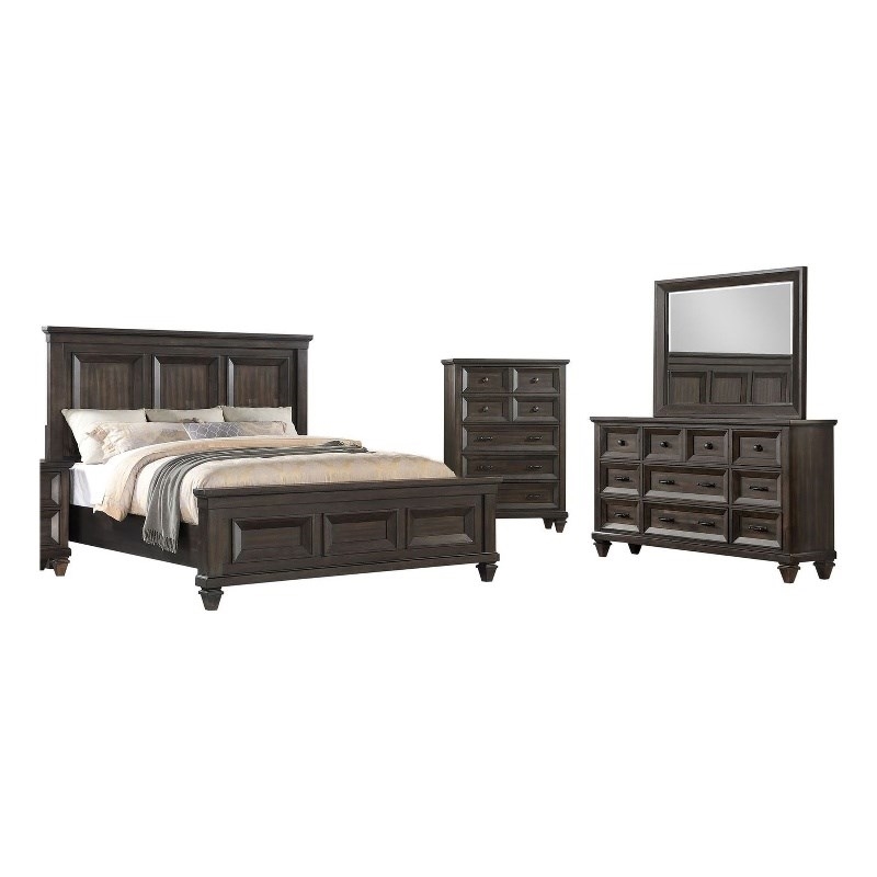 New Classic Sevilla 4-Piece Wood Queen Bedroom Set with Chest in Walnut