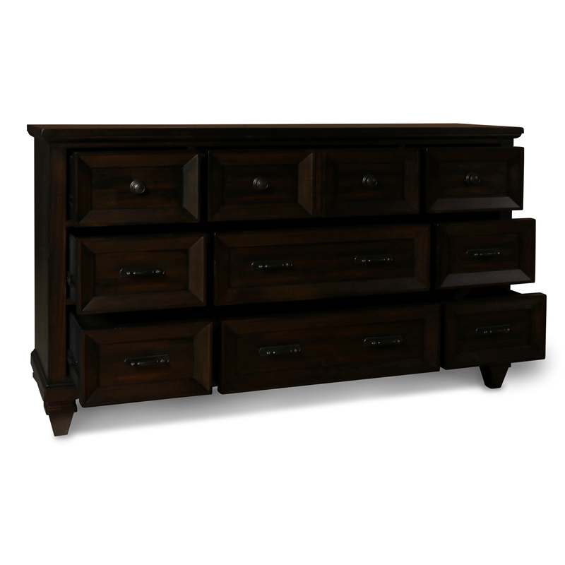 New Classic Sevilla 4-Piece Wood Queen Bedroom Set with Nightstand in Walnut