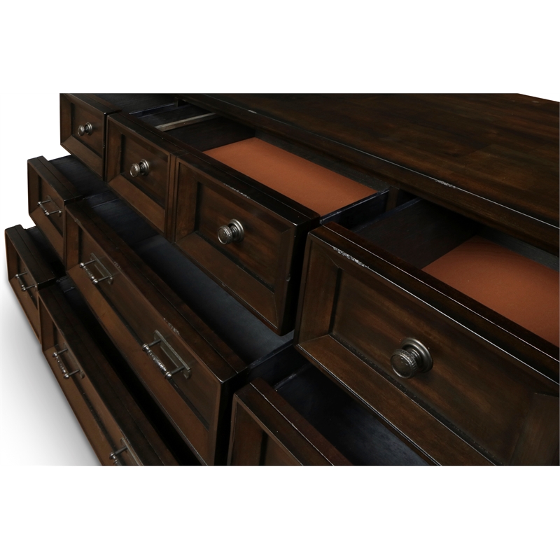 New Classic Sevilla 4-Piece Wood Queen Bedroom Set with Nightstand in Walnut