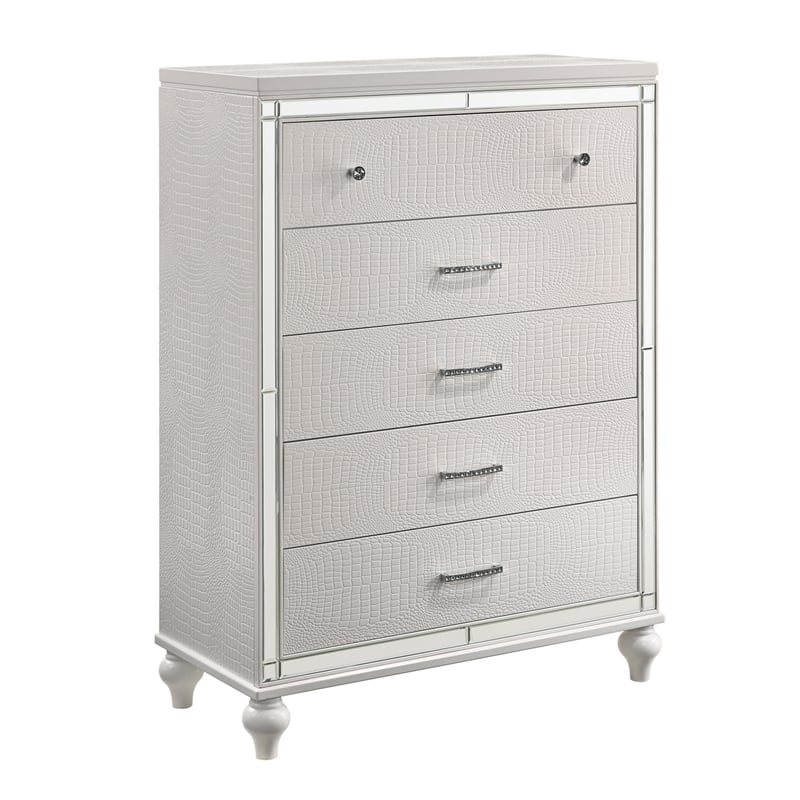 New Classic Furniture Valentine 5-Piece Solid Wood King Bedroom Set in White