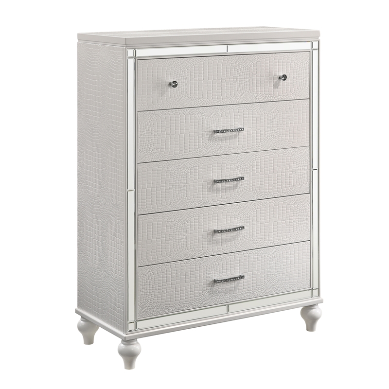 New Classic Furniture Valentine 6-Piece Solid Wood King Bedroom Set in White