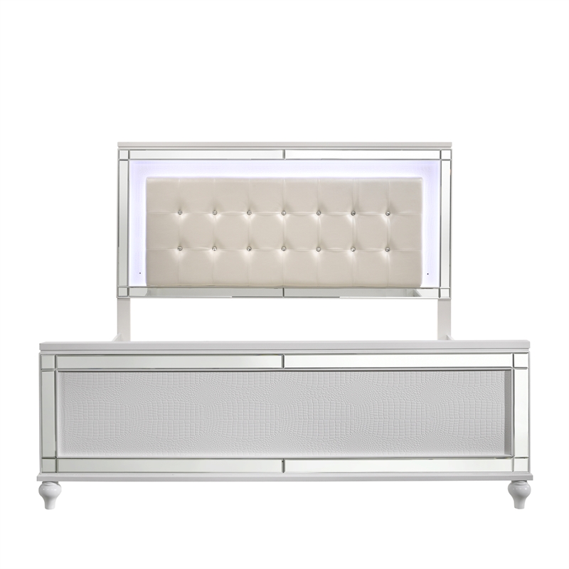 New Classic Furniture Valentine 6-Piece Solid Wood King Bedroom Set in White