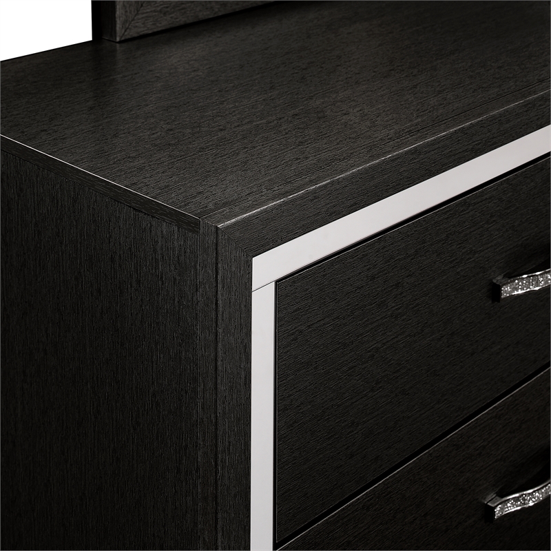 New Classic Furniture Huxley Solid Wood Dresser with Mirror in Black