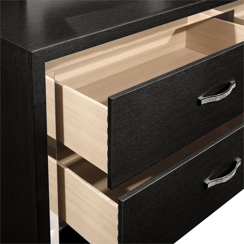 New Classic Furniture Huxley Solid Wood Dresser with Mirror in Black