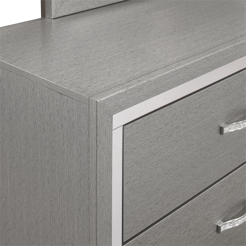 New Classic Furniture Huxley Solid Wood Dresser with Mirror in Gray
