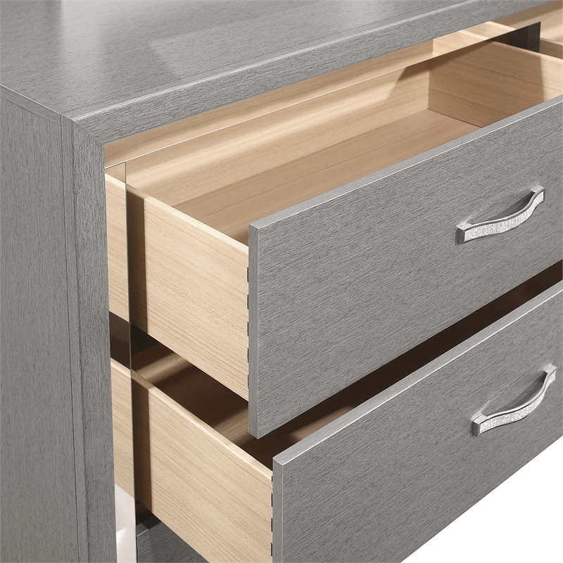 New Classic Furniture Huxley Solid Wood Dresser with Mirror in Gray