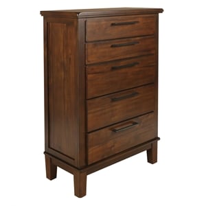 New Classic Furniture Cagney 5-Drawer Solid Wood Chest in Chestnut