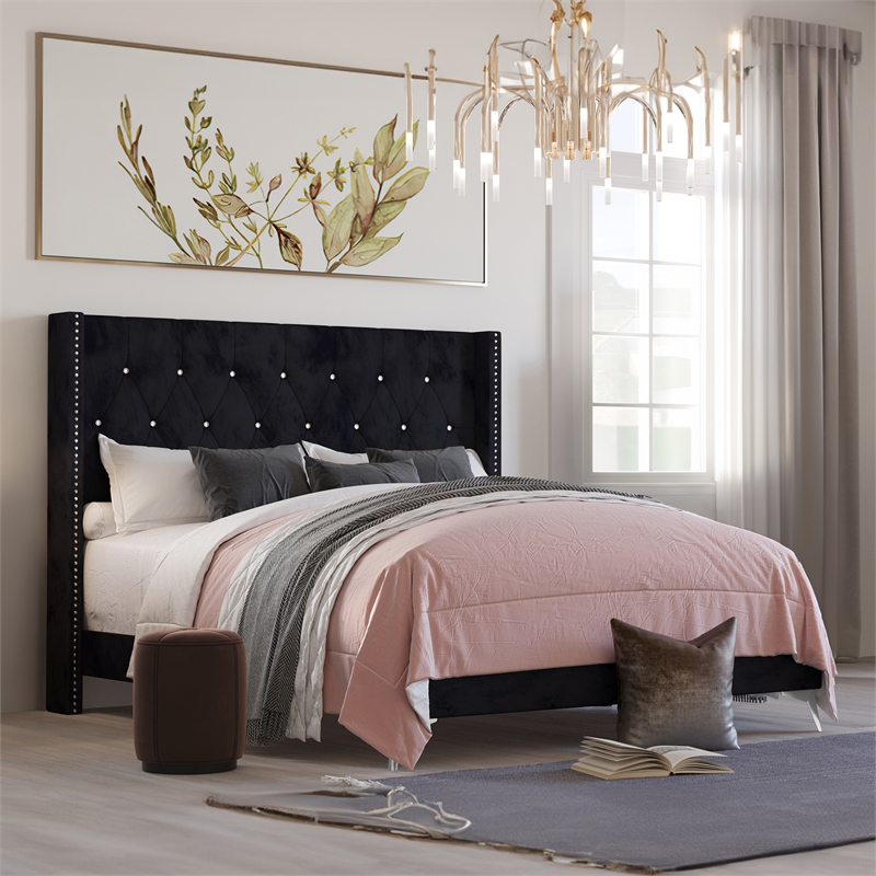 New Classic Furniture Huxley Solid Wood California King Panel Bed in Black