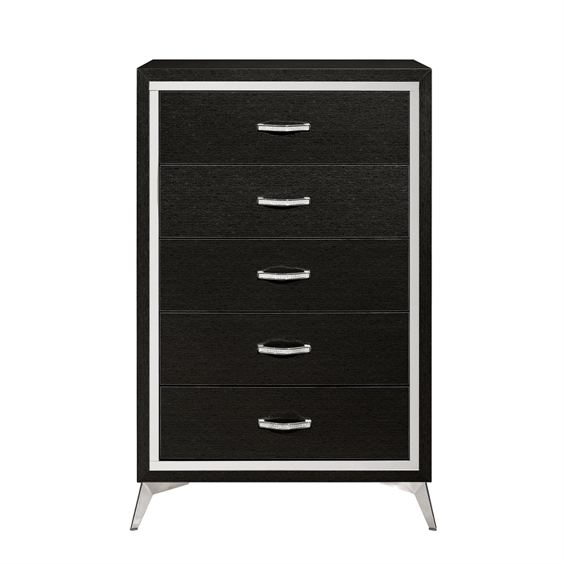 New Classic Furniture Huxley Solid Wood 5-Drawer Chest in Black