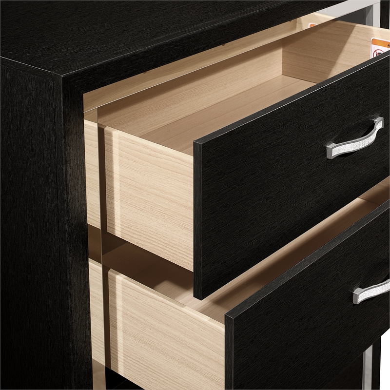 New Classic Furniture Huxley Solid Wood 5-Drawer Chest in Black