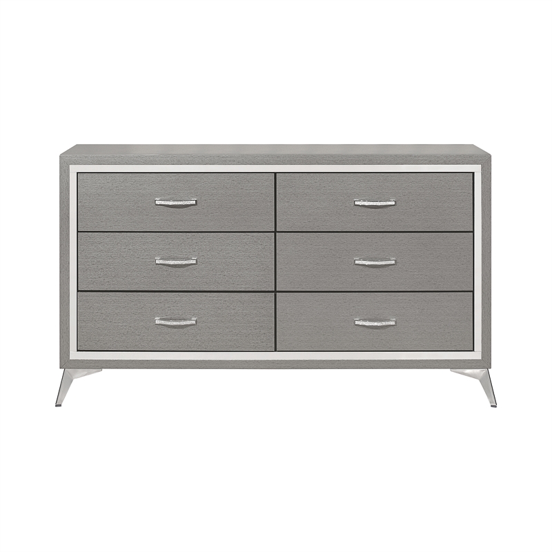 New Classic Furniture Huxley 6-Drawer Solid Wood Dresser in Gray